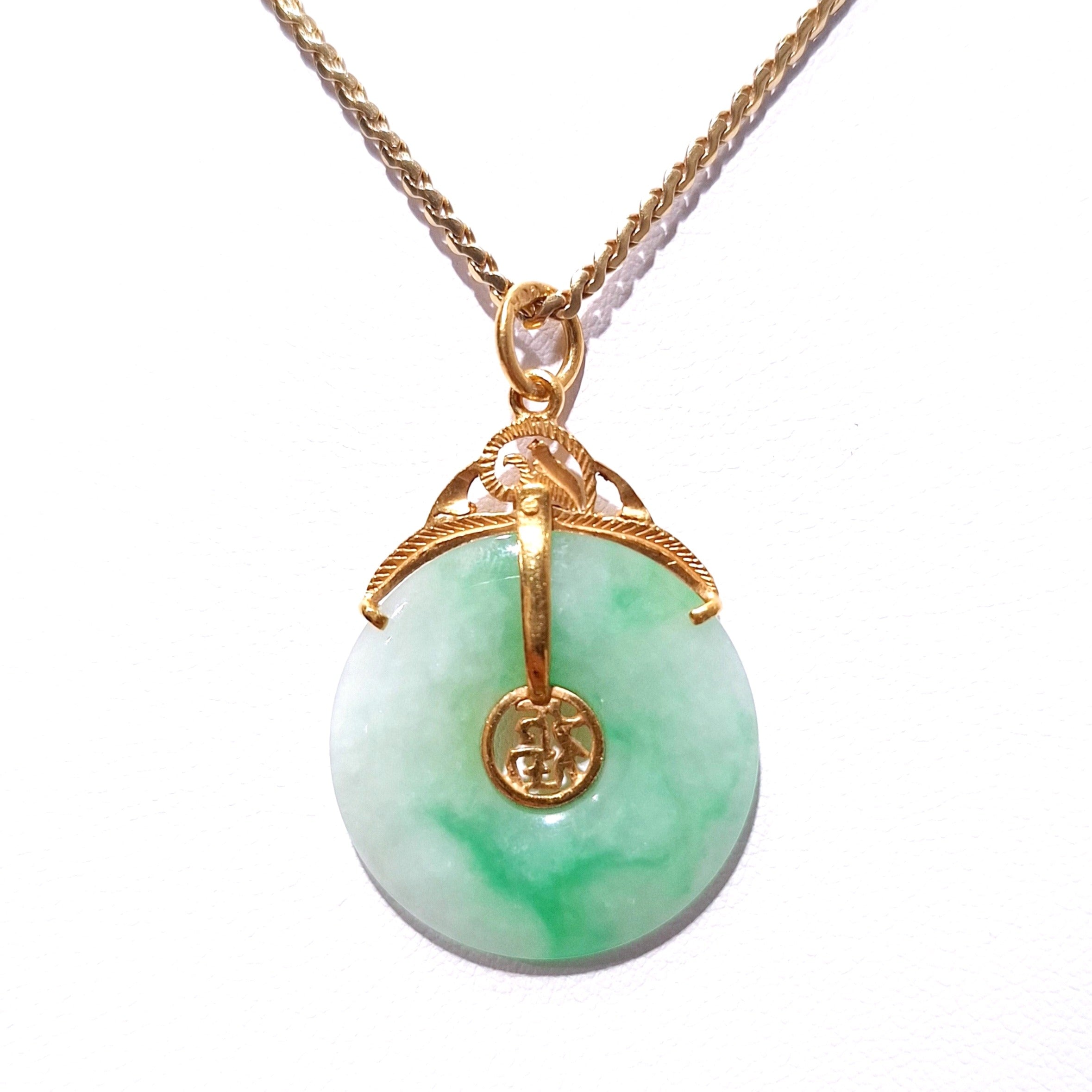 24ct Gold Chinese Lucky Jade Pendant