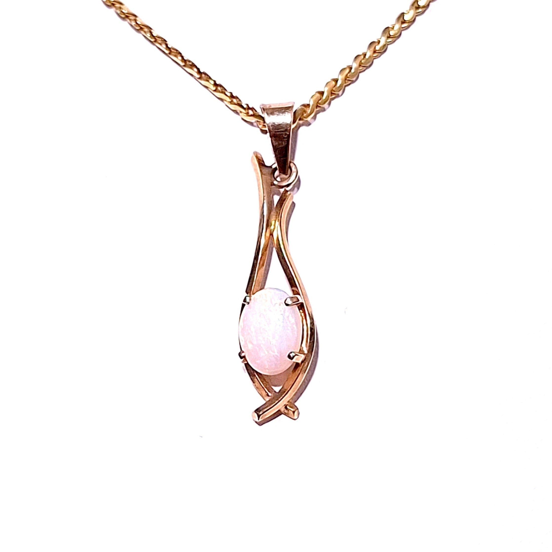 9ct Gold White Opal Pendant