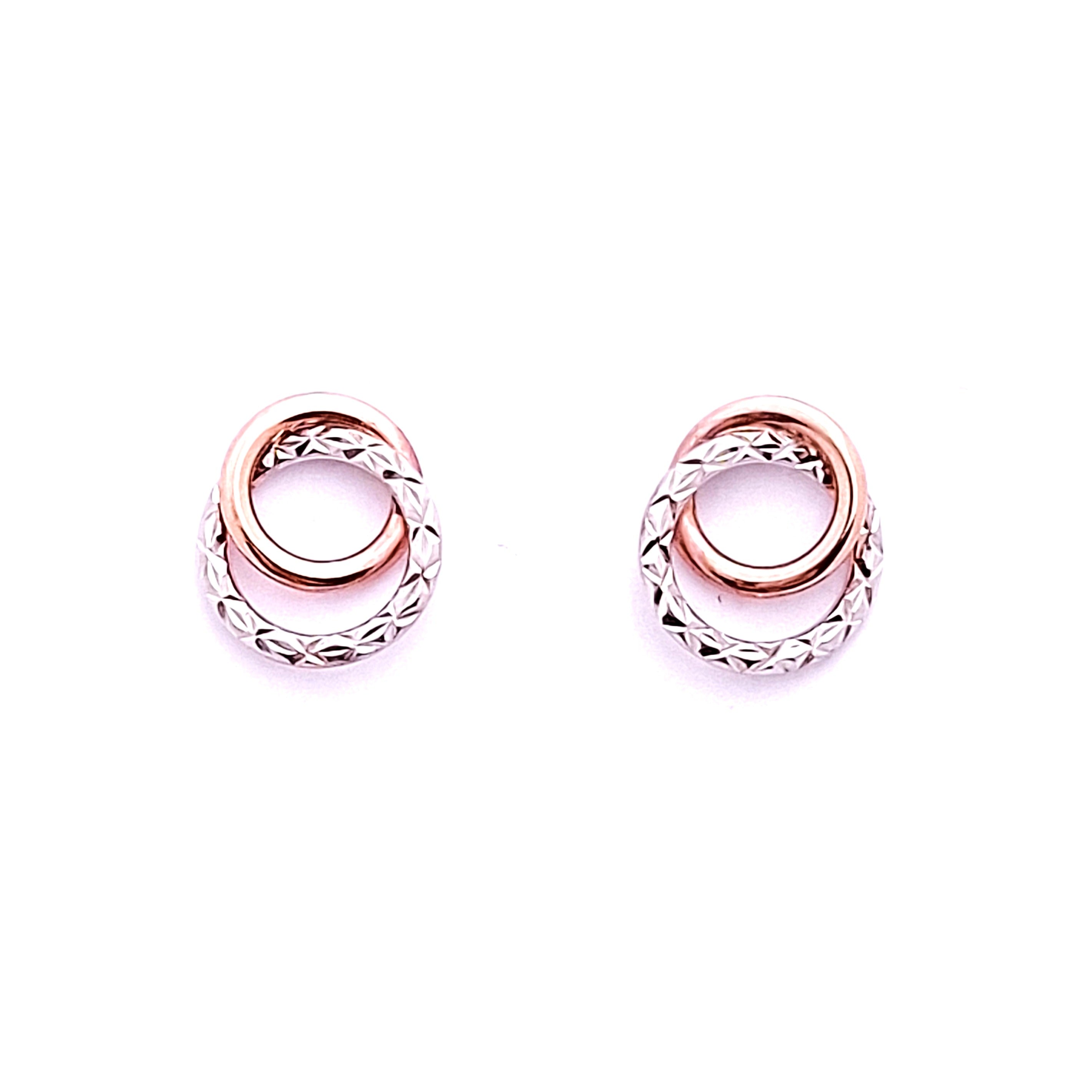 9ct White & Rose Gold Two-Toned Earrings