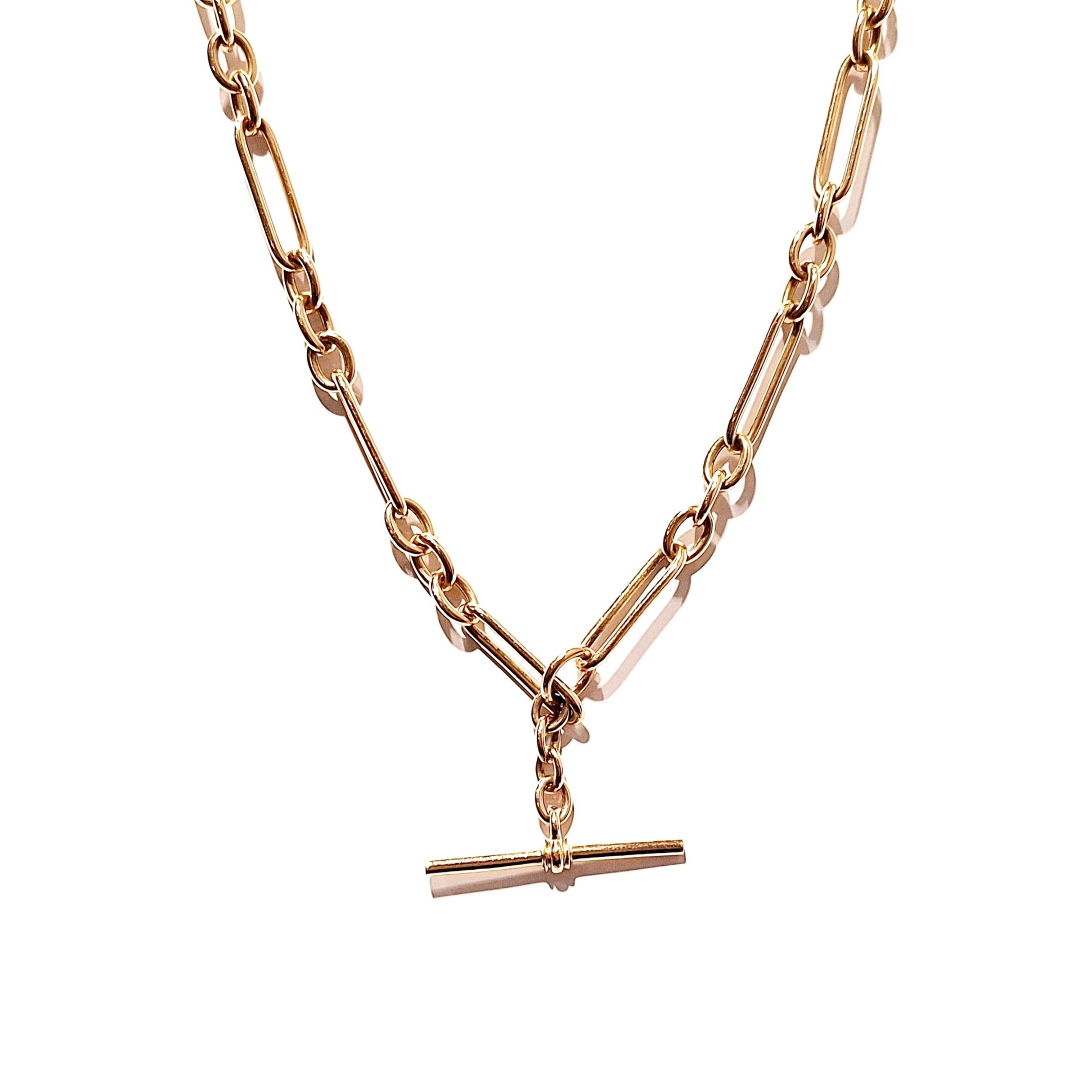9ct Rose Gold Antique Fob Chain Necklace 50cm