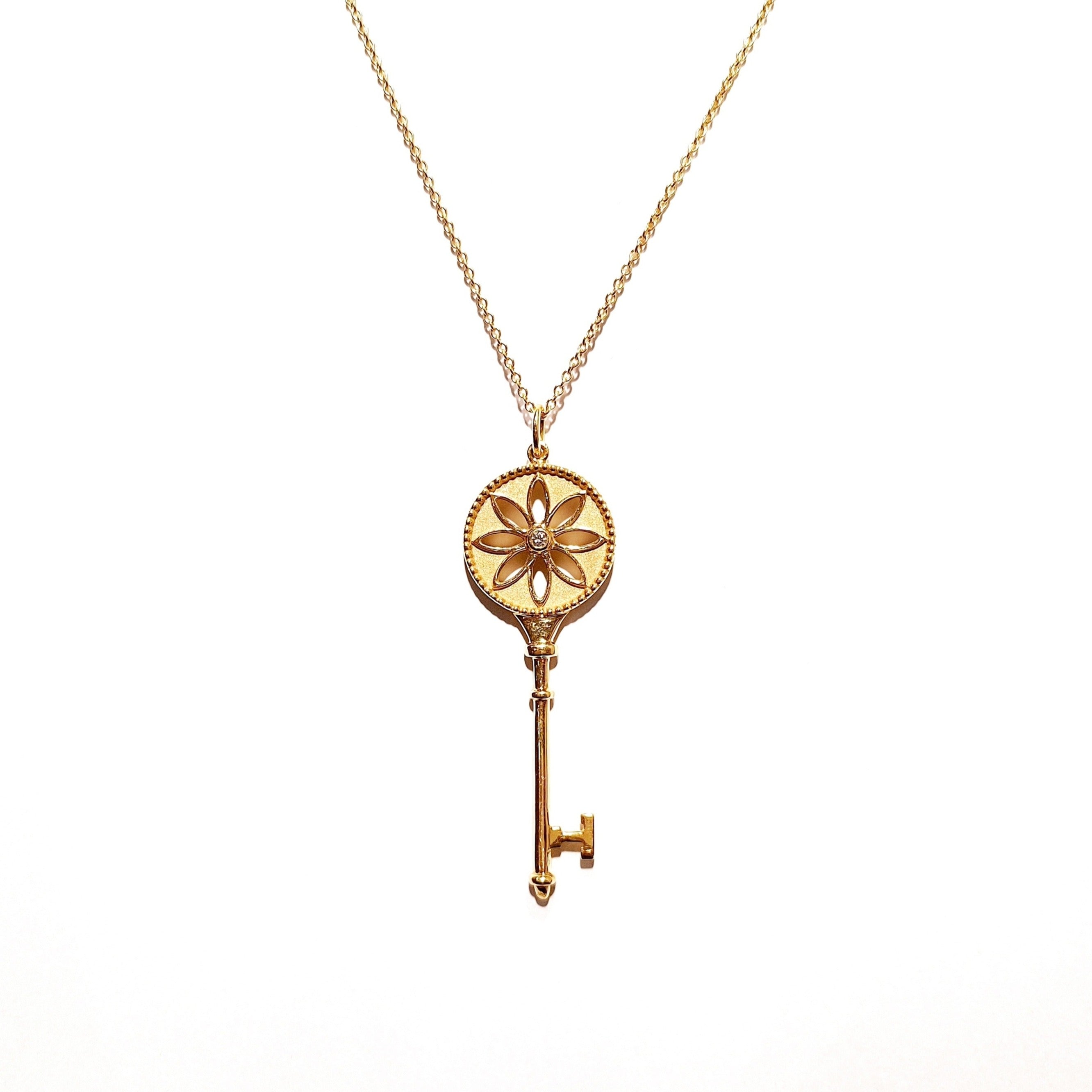 18ct Yellow Gold Diamond Key Necklace and Pendant