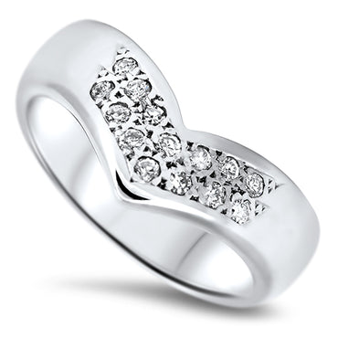 Diamond V Shaped Ring in 18ct White Gold | London Loans