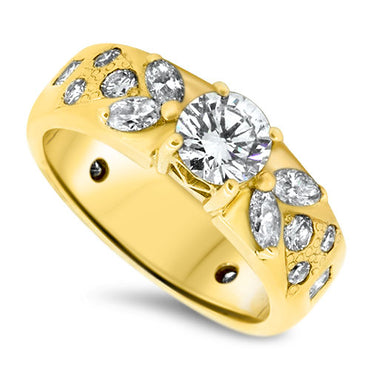 1.18ct Diamond Handmade Ring in 18k Gold with a 0.60ct Centre Diamond