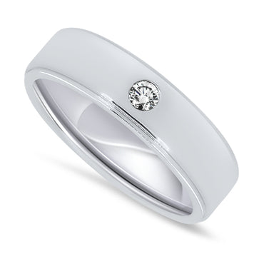 Men's Diamond Band Ring in 18ct White Gold