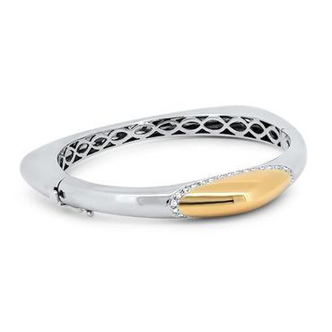 0.50ct Diamond Unique Two Toned Bangle in 18k Rose and White Gold | London Loans