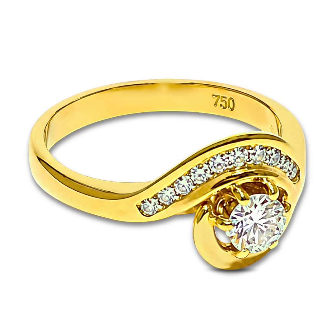 spiral diamond cluster ring in yellow gold | LONDON LOANS
