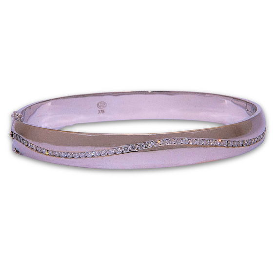 Diamond Handmade Bangle in White Gold
