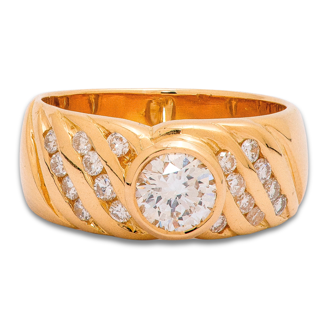 Diamond Handmade Cluster Ring in Yellow Gold