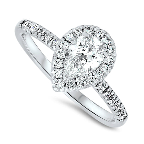 Pear Shaped Diamond Engagement Ring in White Gold