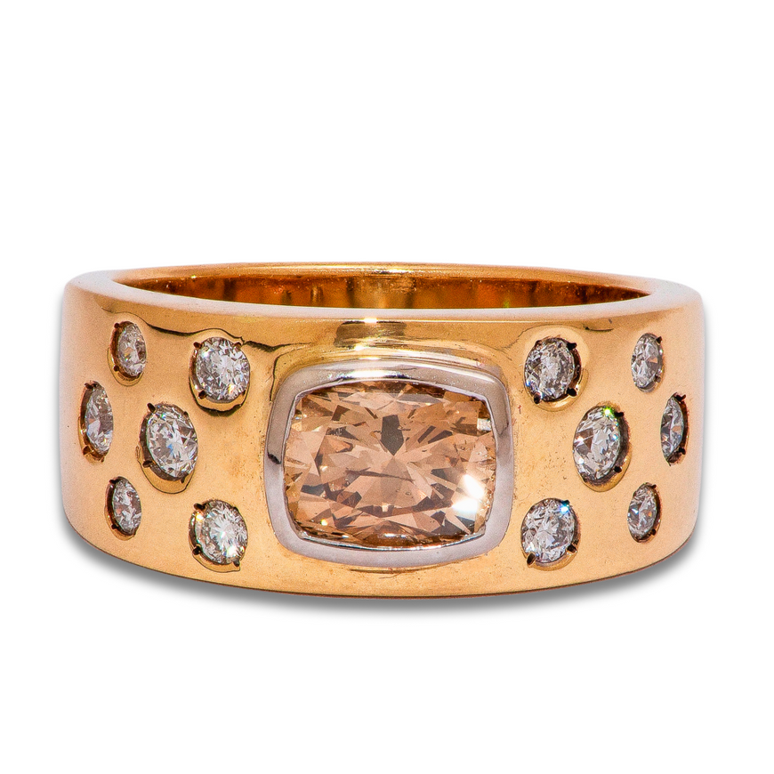 Champagne Diamond Dress Ring in Yellow Gold
