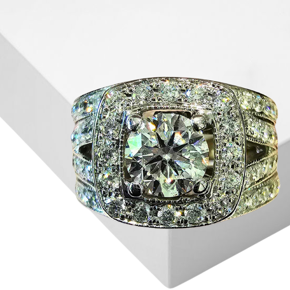 triple band diamond ring set in white gold | LONDON LOANS