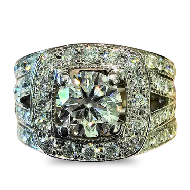 triple band diamond ring set in white gold | LONDON LOANS