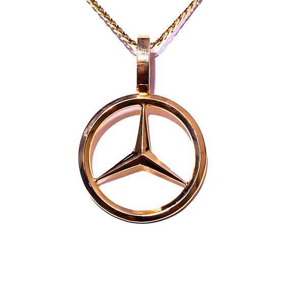 yellow gold mercedes pendant | LONDON LOANS