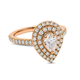 rose gold halo cluster ring with pear-cut centre | LONDON LOANS