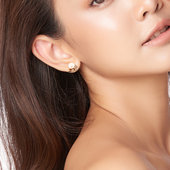 Yellow Gold Pearl & Diamond Earrings