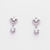 white gold cubic zirconia flower drop earrings 