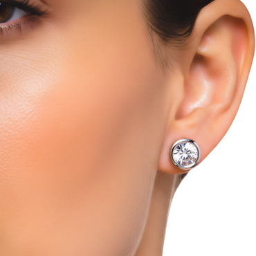 diamond stud earrings in white gold when-worn | LONDON LOANS