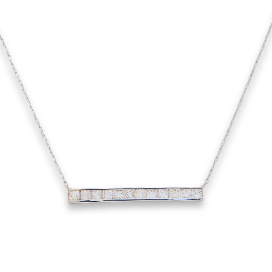 white gold diamond bar necklace | LONDON LOANS