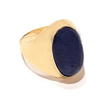 yellow gold ring lapis lazuli gemstone for men