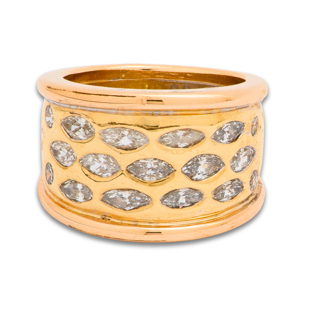 Diamond Cluster Handmade Ring in Yellow Gold