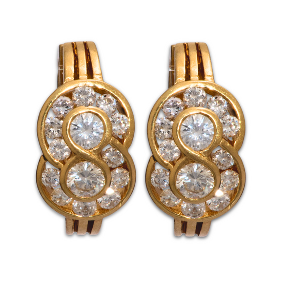 Diamond Cluster Earrings in Yellow Gold