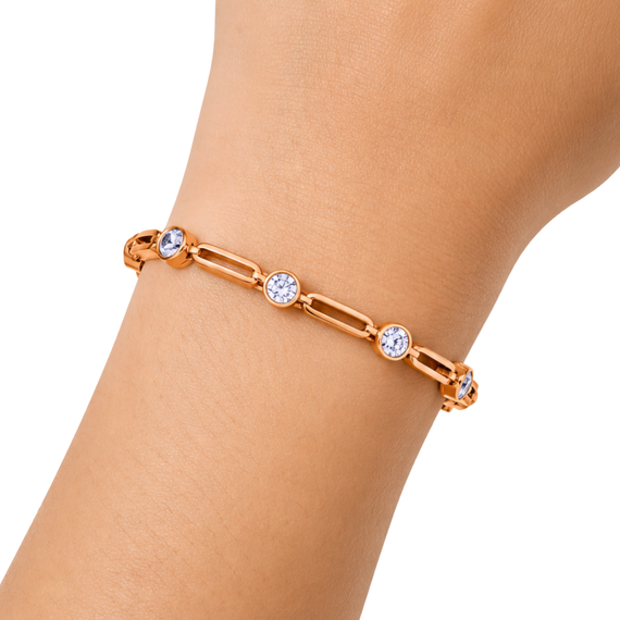 yellow gold round brilliant diamond bracelet | LONDON LOANS 