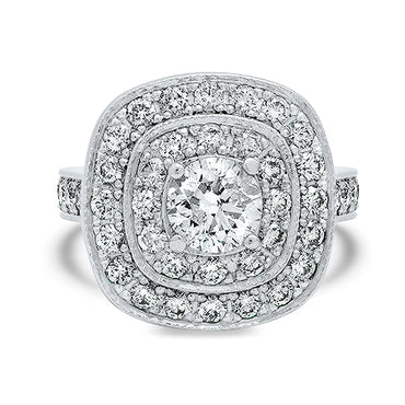 Diamond Cluster Ring in Platinum with a 1 Carat Centre Diamond