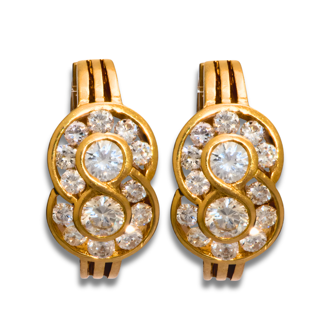 18ct yellow gold diamond cluster earrings | LONDON LOANS