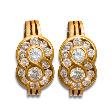 18ct yellow gold diamond cluster earrings | LONDON LOANS