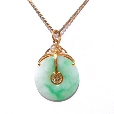 24ct Gold Chinese Lucky Jade Pendant
