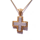 18ct Yellow Gold & Diamond Cross Pendant