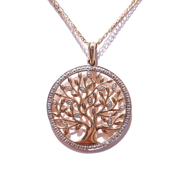 9ct Yellow Gold & Diamond Tree Of Life Pendant