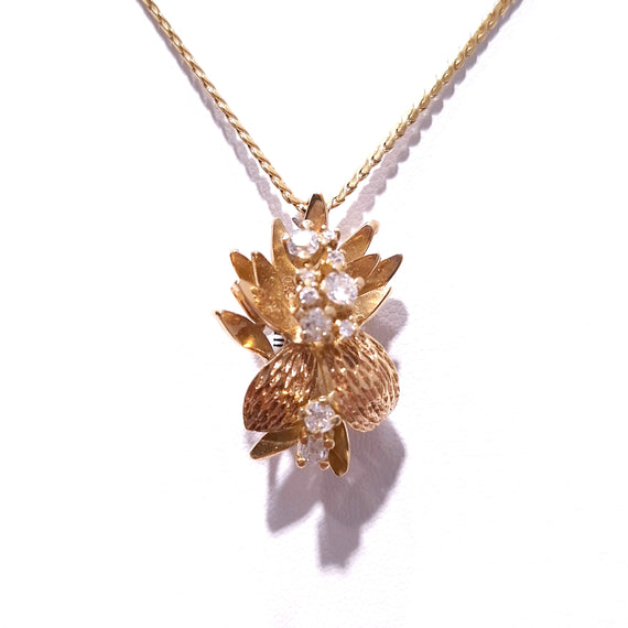 9ct Yellow Gold and Diamond Pendant