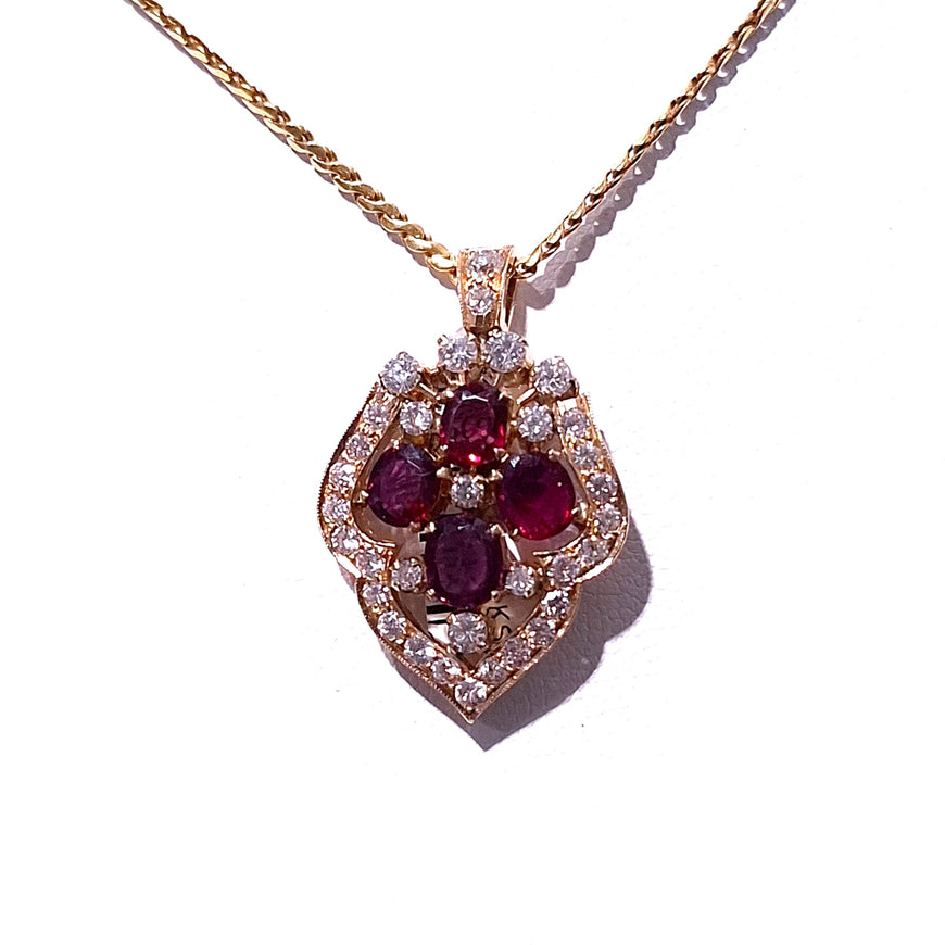18ct Gold Ruby & Diamond Pendant