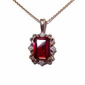 9ct Gold Created Ruby & Diamond Pendant
