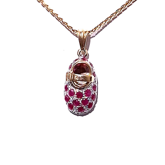 14ct Yellow & White Gold Ruby Shoe Pendant