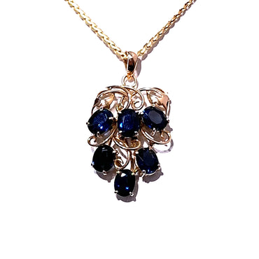 14ct Gold Sapphire Grapes Pendant