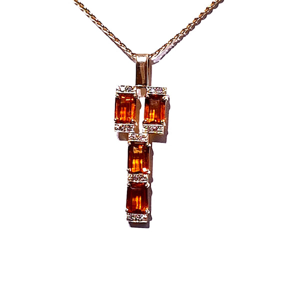 14ct Yellow Gold Citrine & Diamond Cross Pendant