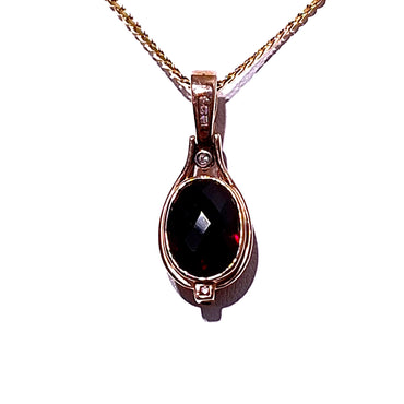 9ct Rose Gold Garnet & Diamond Pendant