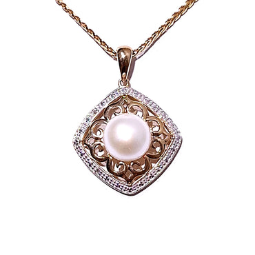 9ct Yellow & White Gold Pearl Pendant