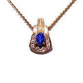 18ct Yellow Gold Created Star Sapphire & Diamond Pendant