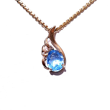 9ct Gold Topaz & Diamond Pendant