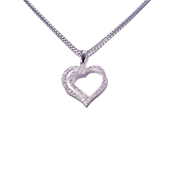 18ct White Gold & Diamond Heart Pendant