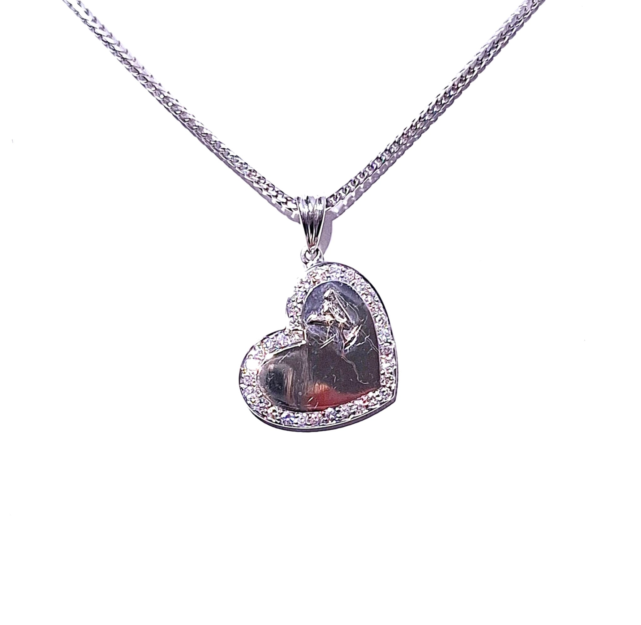 18ct White Gold Diamond LV Heart Pendant