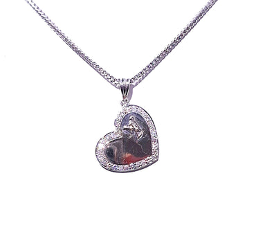 18ct White Gold Diamond LV Heart Pendant