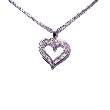 9ct White Gold Diamond Heart Pendant
