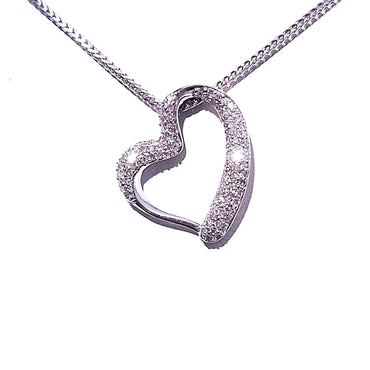 9ct White Gold Diamond Heart Pendant