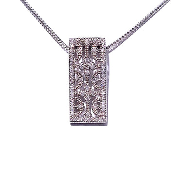 18ct White Gold Rectangle Diamond Pendant