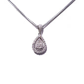 9ct White Gold Pear Shaped Diamond Cluster Pendant