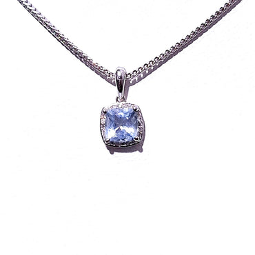 10ct White Gold Aquamarine & Diamond Pendant